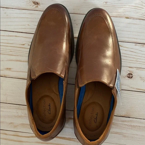 NWT CLARKS WHIDDON STEP Slip-On Loafers Ortholite Sz 11 Dark Tan Leather Men’s - Picture 6 of 12